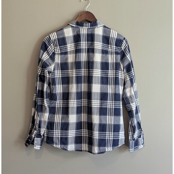 GH Bass Size Medium Plaid Top Womens Lightweight Button Up M Blue LS Shirt - Picture 3 of 3
